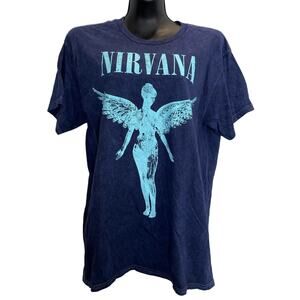 Nirvana Blue Distressed Angel T-Shirt - Large